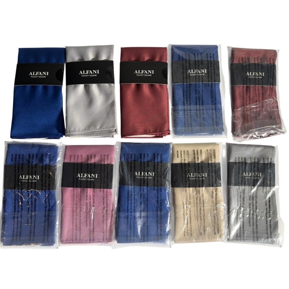 Alfani Men's Pocket Square Textured Solid assorted color lot of 10 new